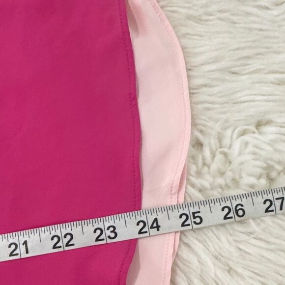 White House Black Market Fuchsia and Cream V-Neck Blouse Size Small - Picture 4 of 7